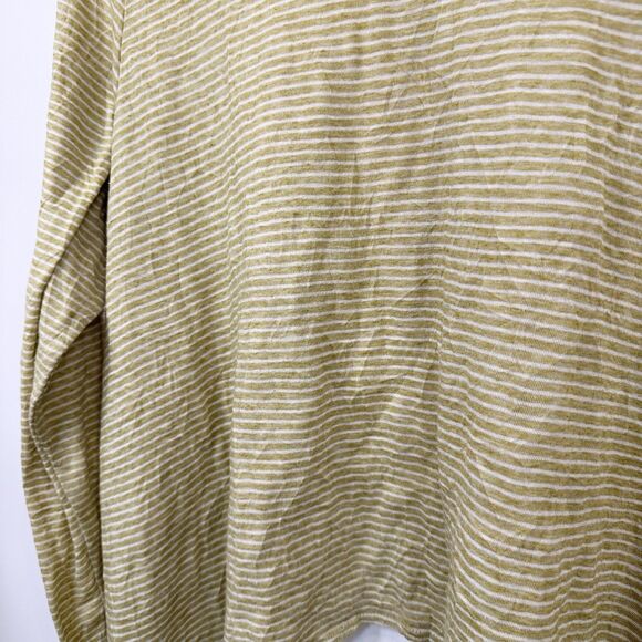 Comfy USA Top Womens Large Yellow Butter Striped Long-Sleeve Lagenlook Crinkle - Picture 3 of 10